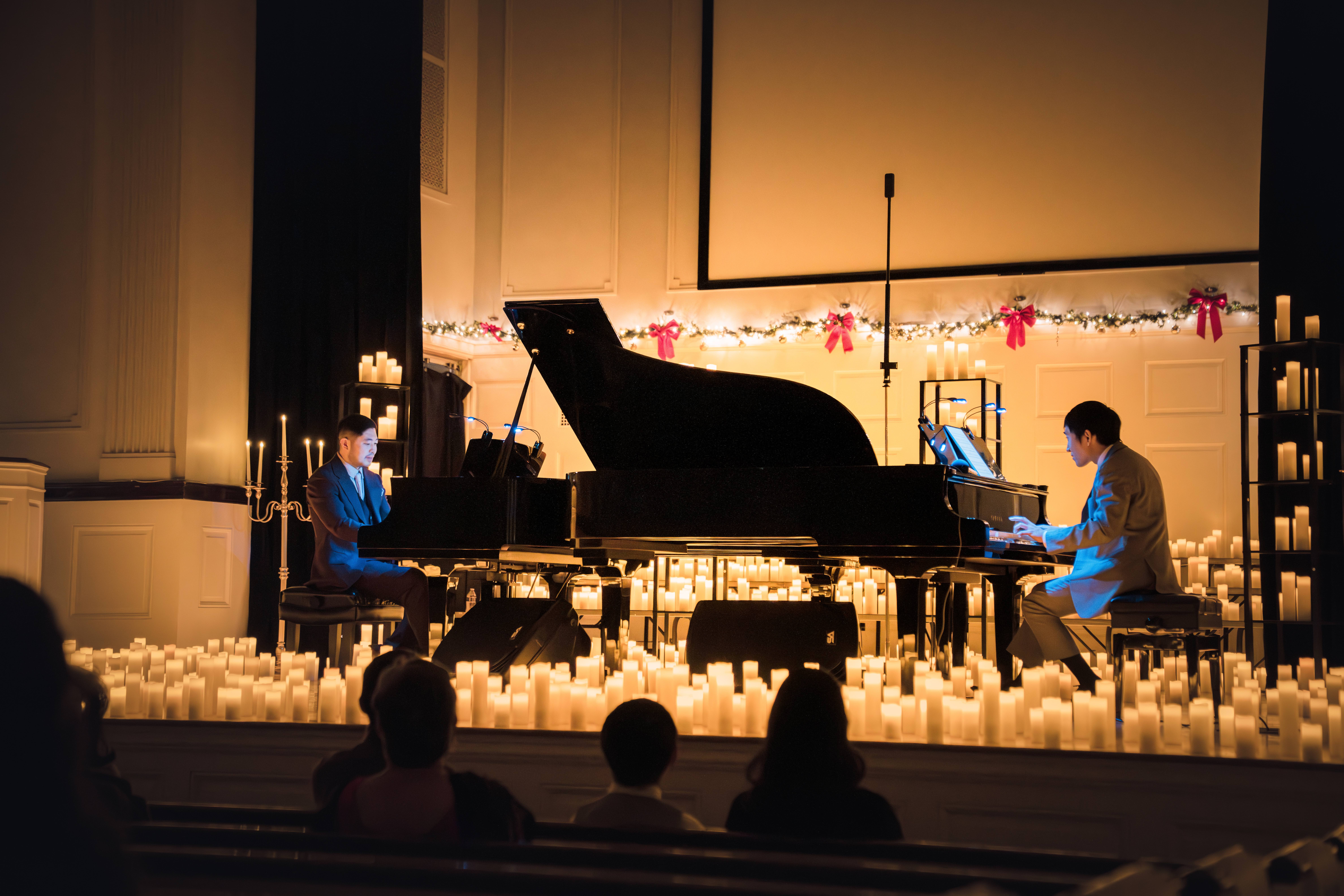 Kevin Lee Sun and Jimmy Liu performing together at two pianos